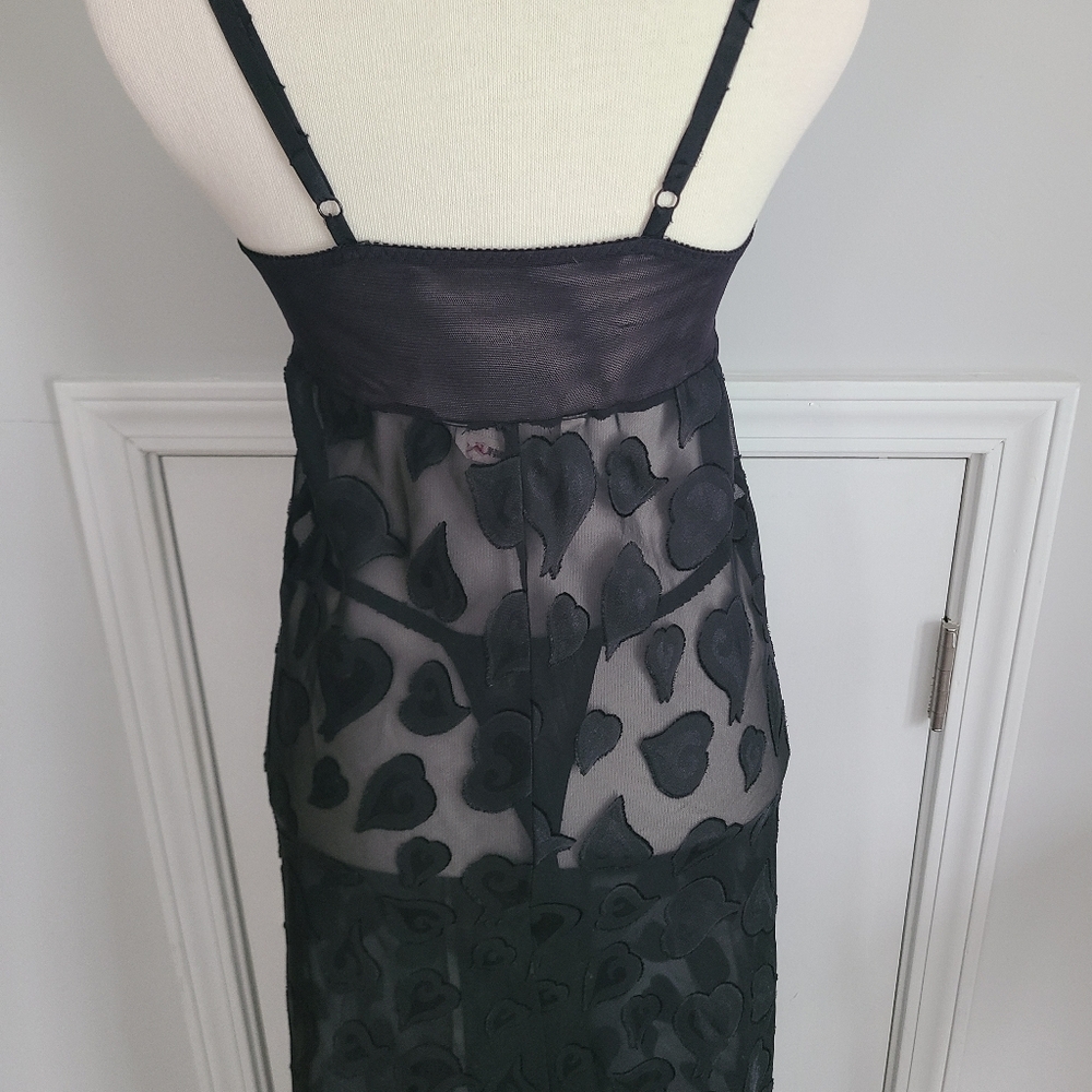 90s Vtg Victoria’s Secret Maxi Gown Size S Slip Dress Miracle Bra Heart Jacquard - Picture 9 of 16